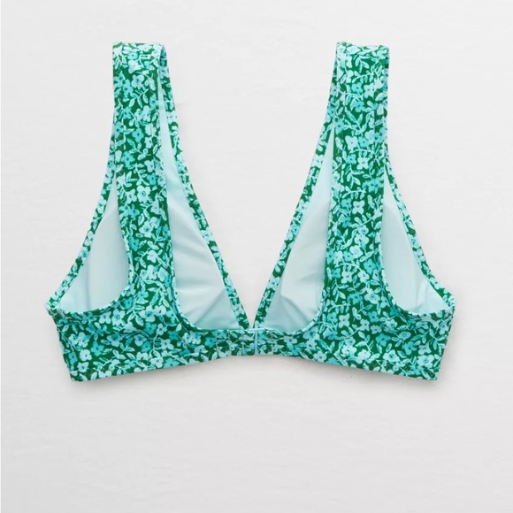 Aerie wide strap plunge bikini green floral - Picture 3 of 11